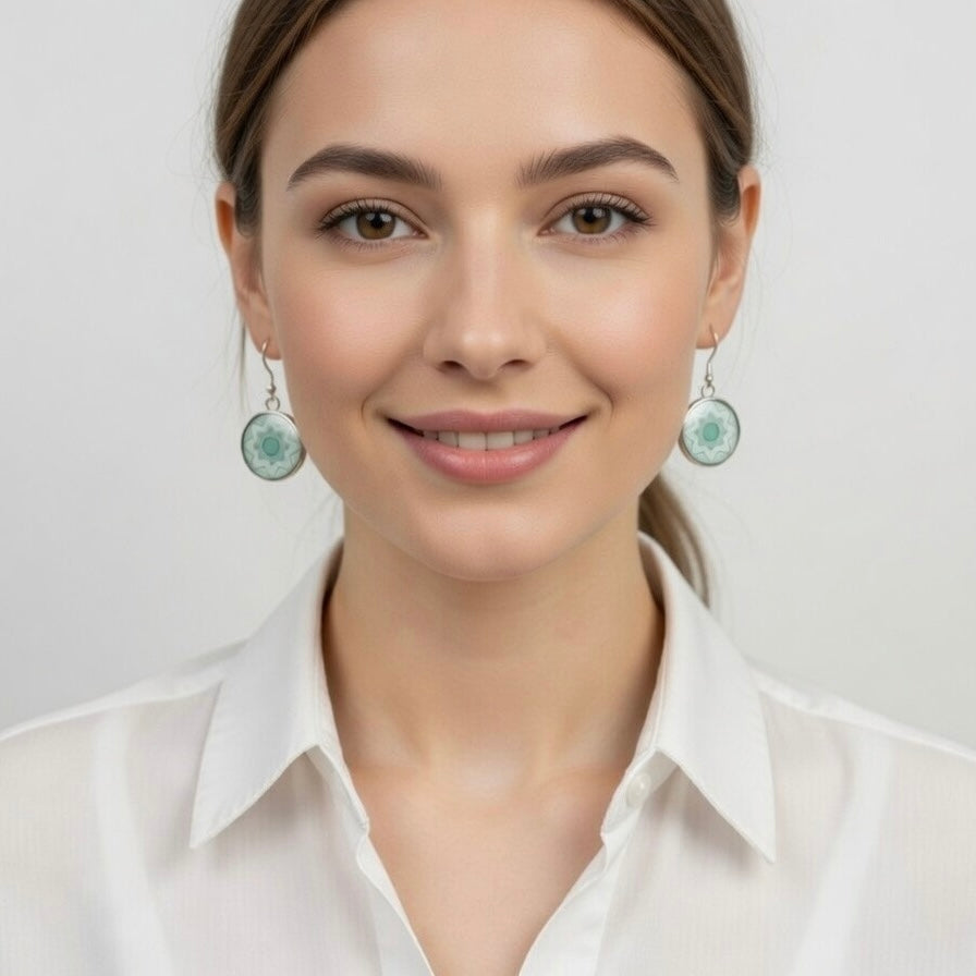 Ohrringe hängend Edelstahl mintgrün mint silber Damen Schmuck