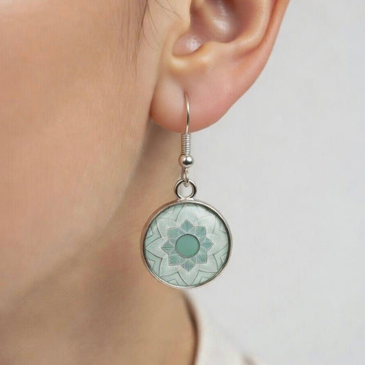 Ohrringe hängend Edelstahl mintgrün mint silber Damen Schmuck