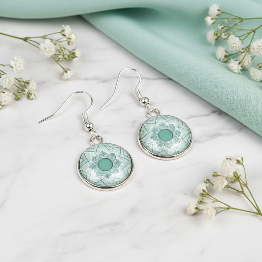 Ohrringe hängend Edelstahl mintgrün mint silber Damen Schmuck