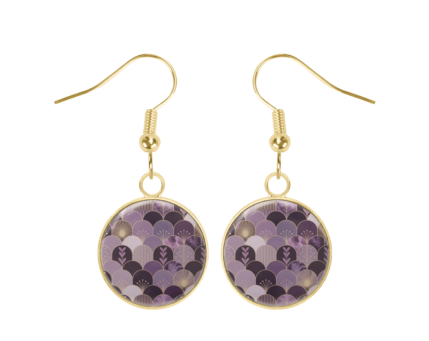 Ohrringe hängend Edelstahl gold lila flieder Damen Schmuck