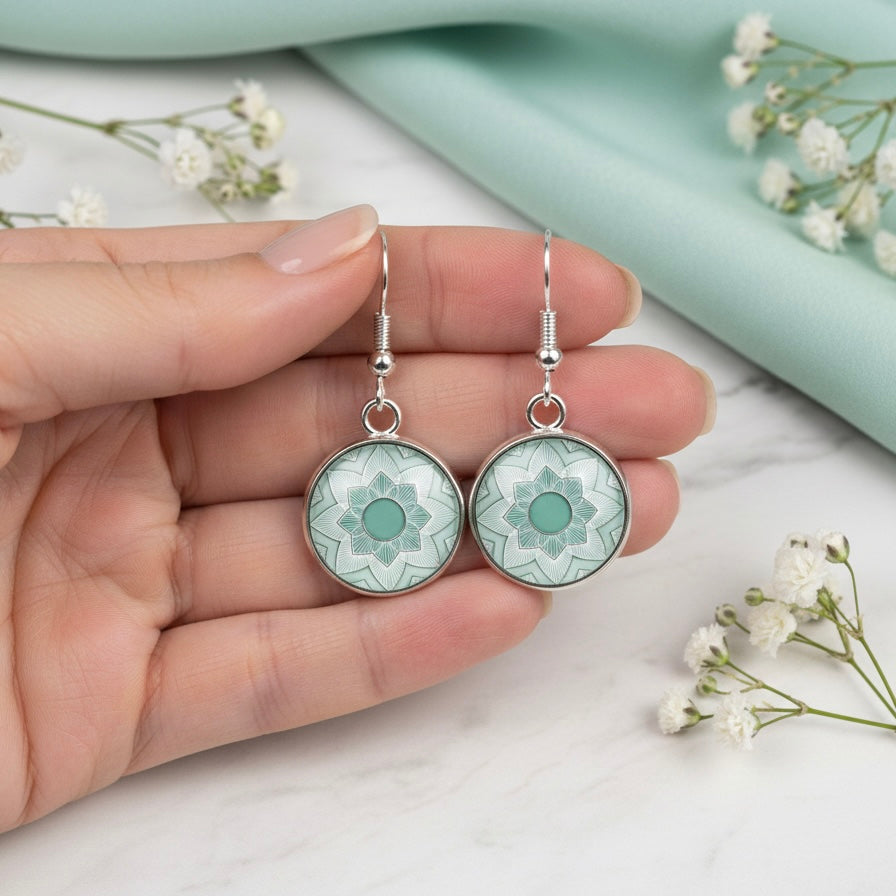 Ohrringe hängend Edelstahl mintgrün mint silber Damen Schmuck